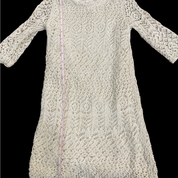 Cat & Jack girls ivory gold crochet lace winter dress S 6X great winter fall - Picture 4 of 5